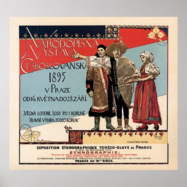 Poster Vintage etnográfica da Checoslav (Frente)
