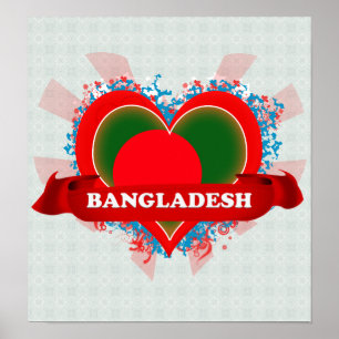 Pôster Vintage eu amo Bangladesh