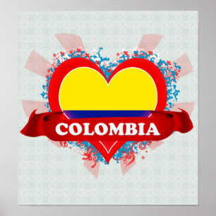 Poster Vintage eu amo Colômbia