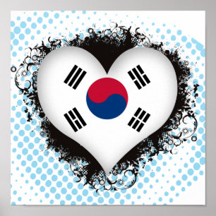Pôster Vintage eu amo Coreia do Sul