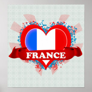 Pôster Vintage eu amo France