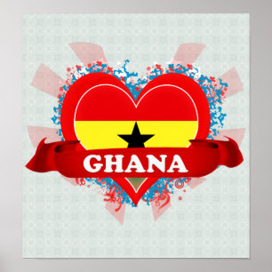 Pôster Vintage eu amo Ghana