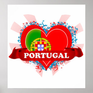 Poster Vintage eu amo Portugal