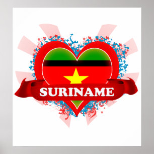 Poster Vintage eu amo Suriname