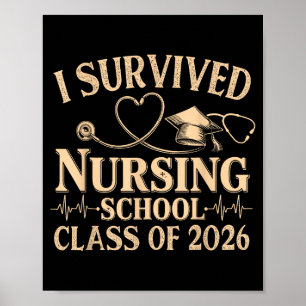 Poster Vintage Eu Sobrevivi à Escola de Enfermagem Cl De