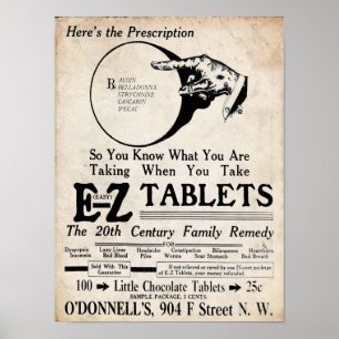 Pôster Vintage EZ Tablets 20th Century Family Remedy