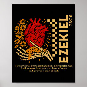 Poster Vintage Ezequiel 36-26 Coração De Carne Versículo