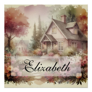 Pôster Vintage Fall Scenerage Jardim de Casca Folha Flóri