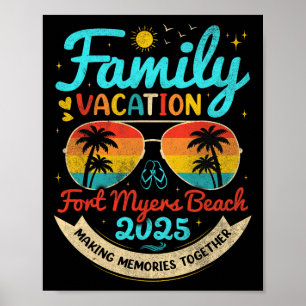Poster Vintage Family Vacation Fort Myers Beach 2025 Flor