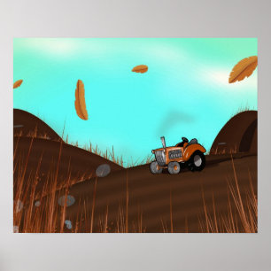 Pôster Vintage Farming Trator