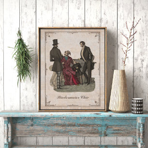 Poster Vintage Fashion Collage Biedermeier Cavalheiros