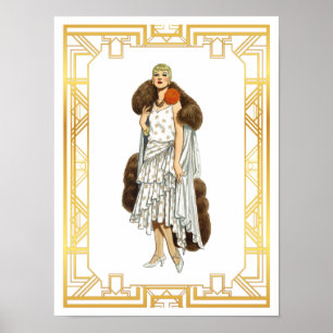 Poster Vintage Fashion Flapper Pelo Cabo da Noite