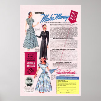 Pôster Vintage Fashion Frocks Ad de 1949