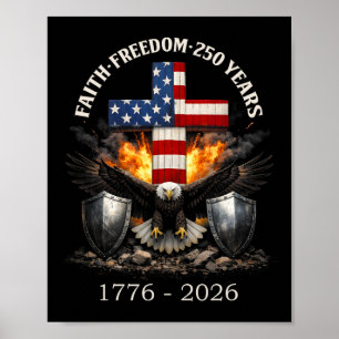 Poster Vintage Fé Fé 250 Anos 1776-2026 Independência