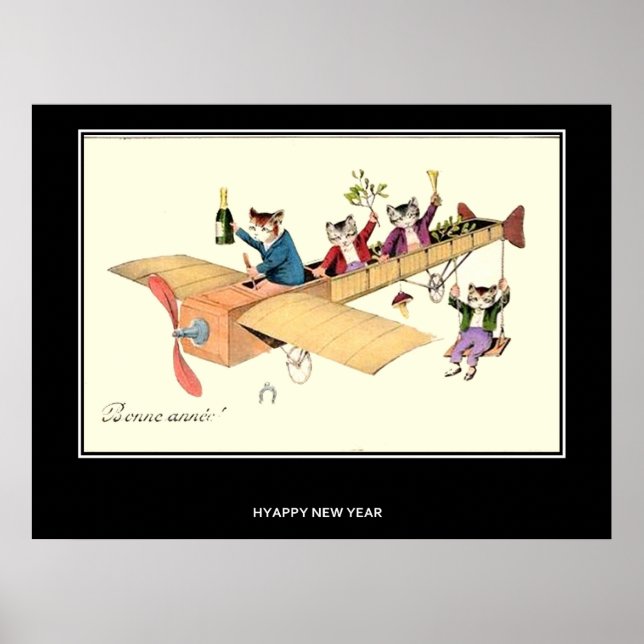 Poster vintage feliz ano novo (Frente)