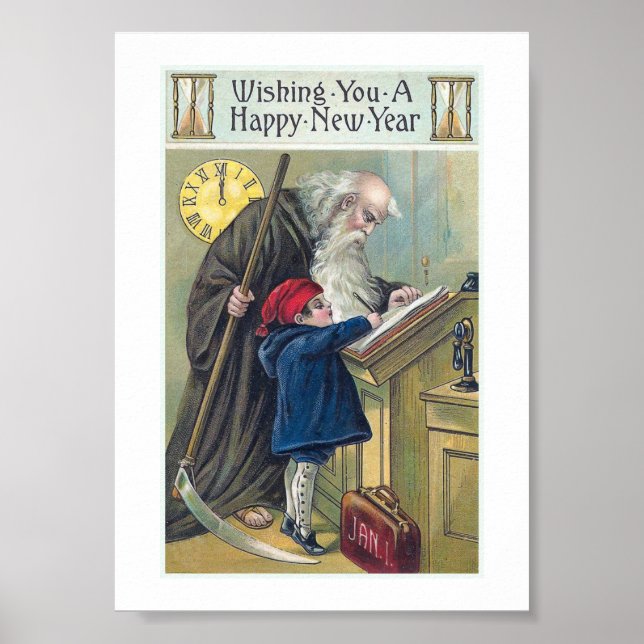 Poster Vintage "Feliz ano novo" (Frente)