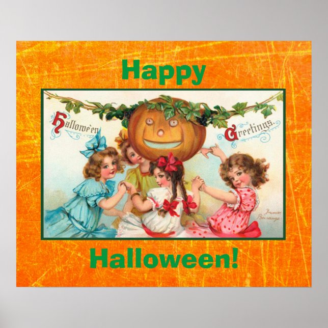 Poster vintage Feliz de Halloween (Frente)