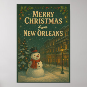 Poster Vintage Felry Christmas de New Orleans