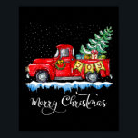 Poster Vintage Felry Christmas Red Truck Old Fashiked Ch<br><div class="desc">Vintage Felry Natal Red Truck Velho Fashiado Natal</div>