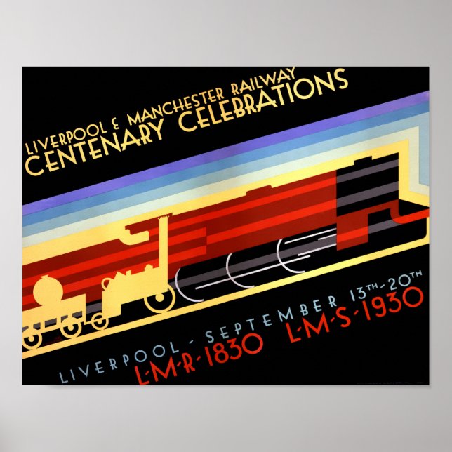 Poster vintage Ferroviário de Liverpool Manchester (Frente)