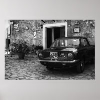 Vintage FIAT car in Italy in monochrome