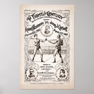 Poster Vintage Fitzsimons vs Corbett Boxing