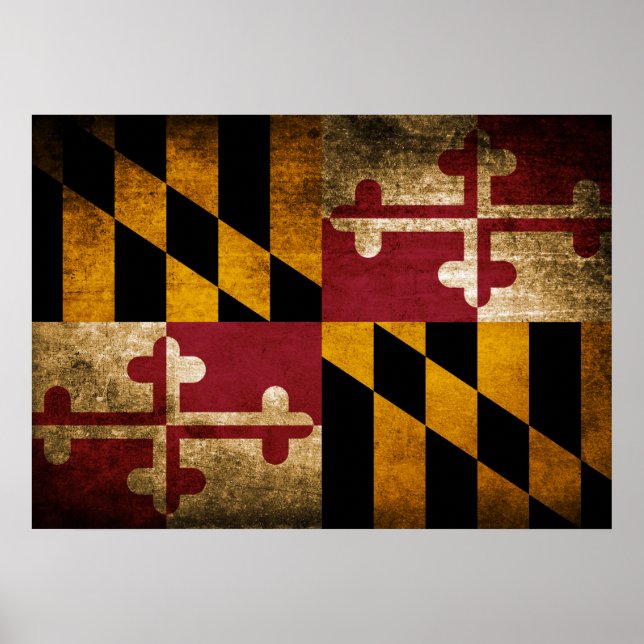 Pôster Vintage Flag de Maryland (Frente)