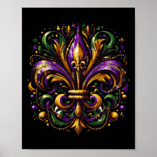 Poster Vintage Fleur De Lis New Orleans Costume Outfit Mã