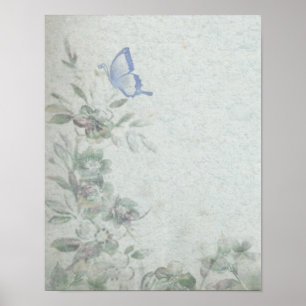 Poster Vintage Floral Blue