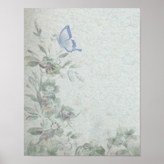 Poster Vintage Floral Blue (Frente)