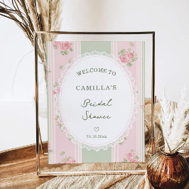Poster Vintage Floral Bridal Shower Welcome