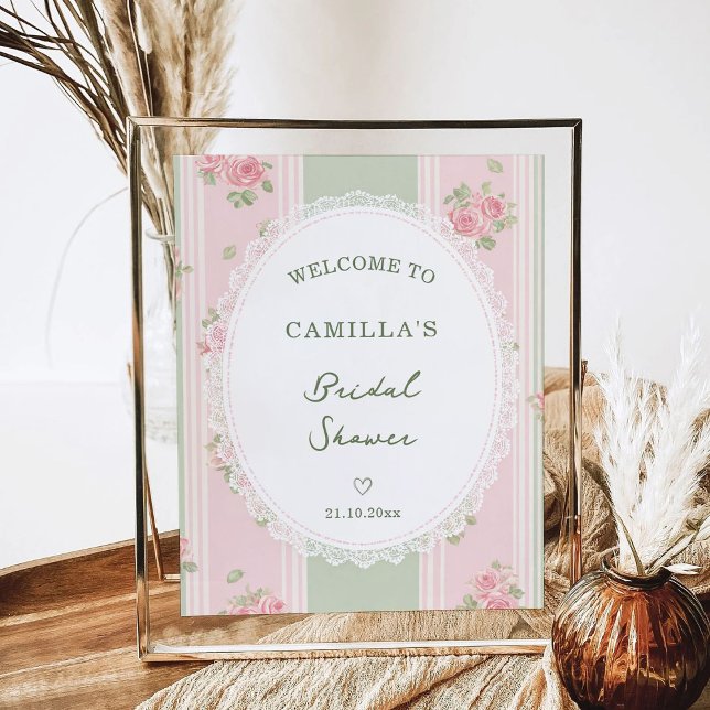 Poster Vintage Floral Bridal Shower Welcome (Criador carregado)