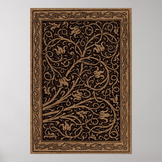 Poster Vintage Floral Brown Swirls (Frente)