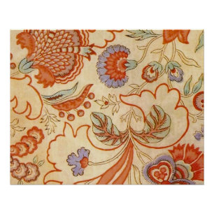 Pôster Vintage Floral Francês Chintz Antiquado Terracota