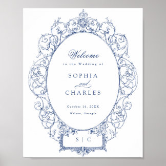 Poster Vintage Floral Ornament Weding Elegante