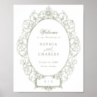 Poster Vintage Floral Ornament Weding Elegante