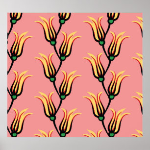Poster Vintage Floral Sintage Patterno De Flor Sem Costur