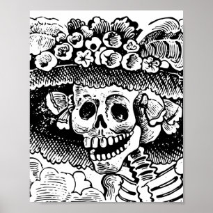 Poster Vintage Floral Skull Halloween