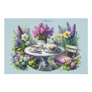 Pôster Vintage Floral Tea Party in Garden