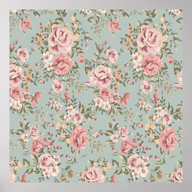 Poster Vintage Floral Wallpaper (Frente)