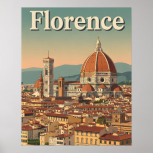 Poster Vintage Florence Viagem : Retro Itália