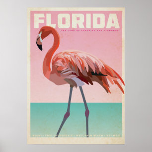 Poster Vintage florida flamigo viagem