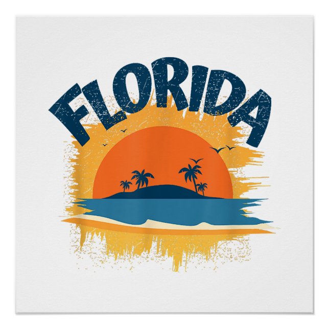 Pôster Vintage Florida Retro Tee Design Sunshine (Frente)