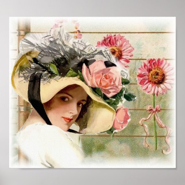 Pôster Vintage Flower Lady. (Frente)