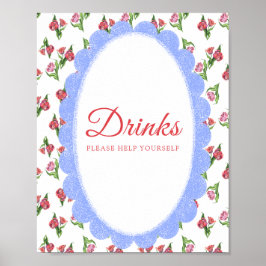 Poster Vintage Flowers Baby shower Drinks