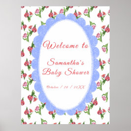 Poster Vintage flowers Baby shower Welcome