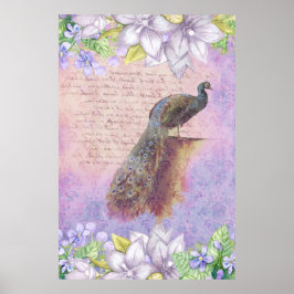 Poster *~* Vintage Flowers Franceses Peacock Victorian AR