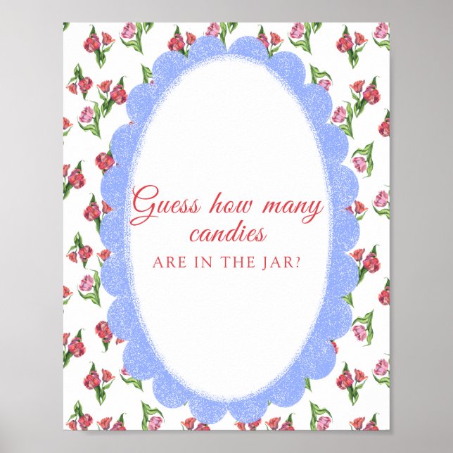 Poster Vintage Flowers Guess how many candies (Frente)