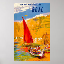 Poster Vintage Fly Para Portugal Por B.O.A.C Frank Wootto