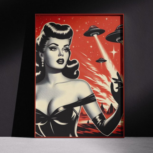 Poster Vintage Flying Saucers Pin-up (Criador carregado)
